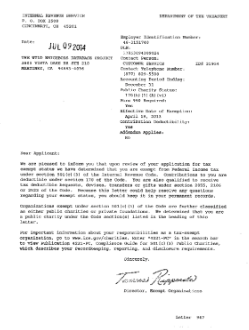 501(c)(3) Status Approved!